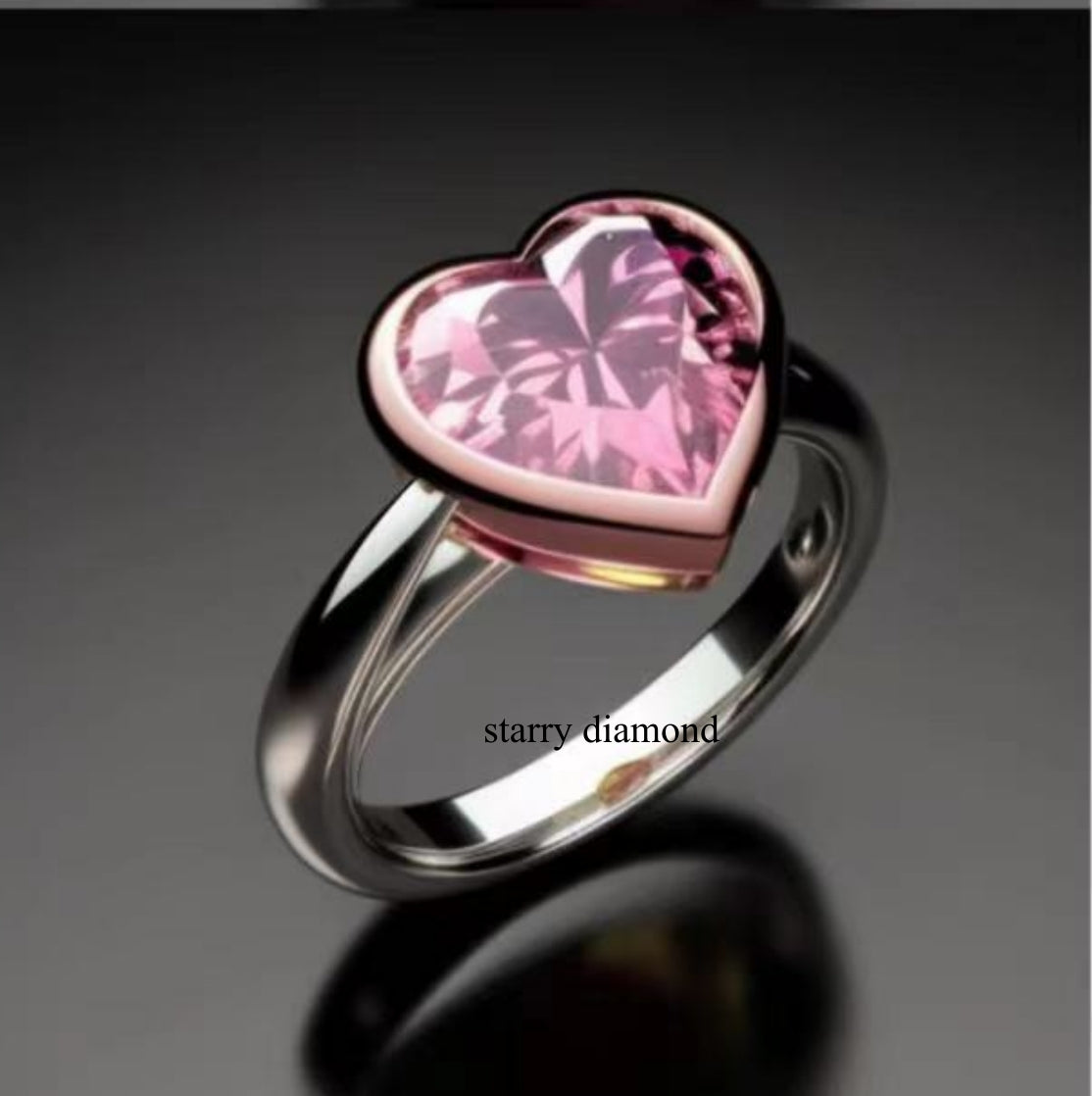 Customized design Ring| 14K/18K Solid gold heart shape diamond ring setting| classic bezel setting ring with two tone gold| Setting only