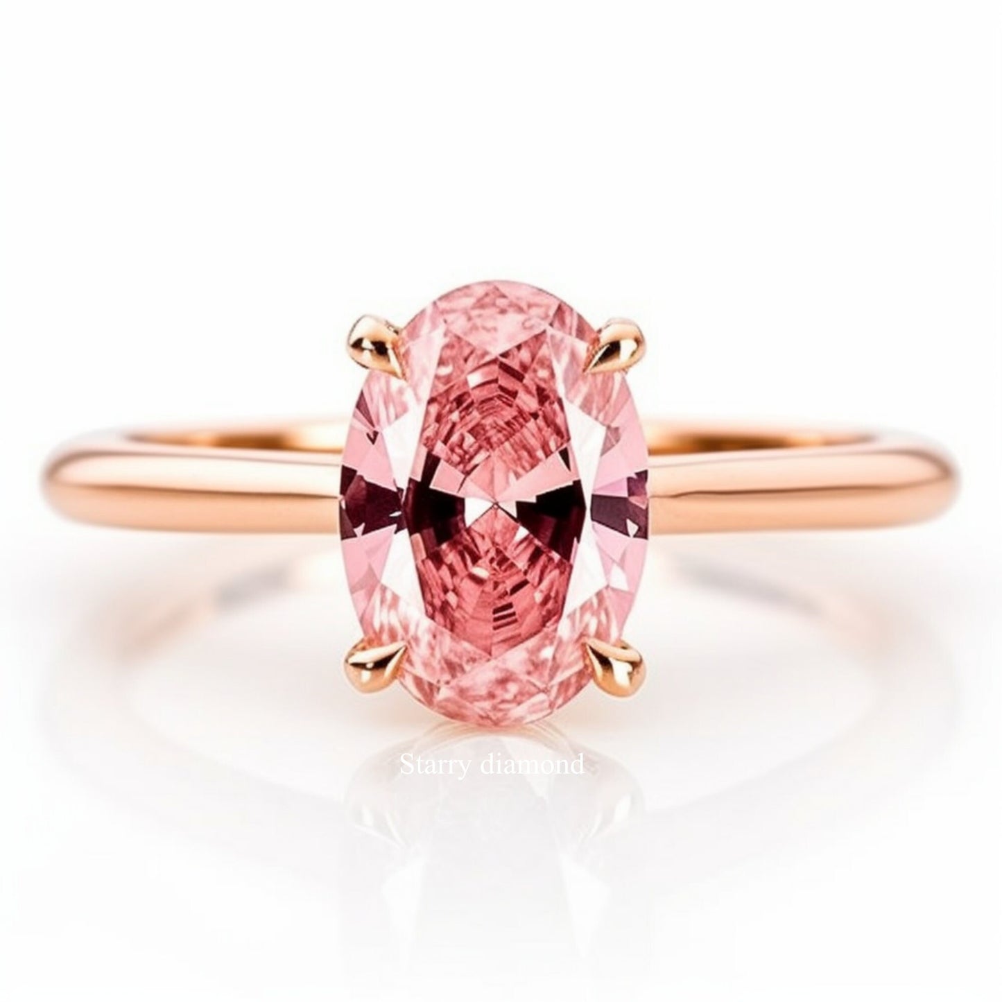 14K Solid gold classic prong setting ring |4 Prong diamond ring Setting |Pink Diamond Engagement Ring |April birthstone |Customized design