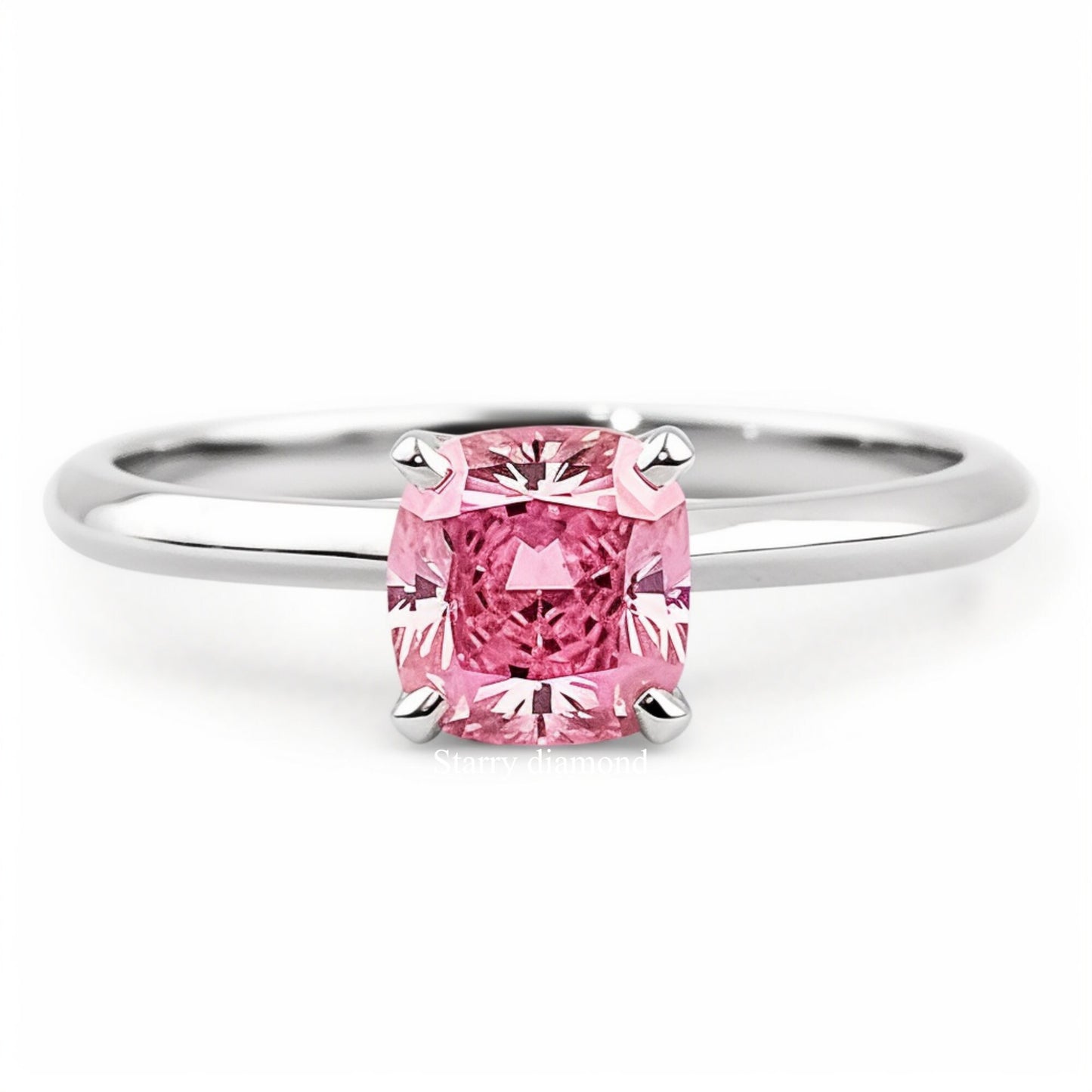 14K Solid gold classic prong setting ring |4 Prong diamond ring Setting |Pink Diamond Engagement Ring |April birthstone |Customized design