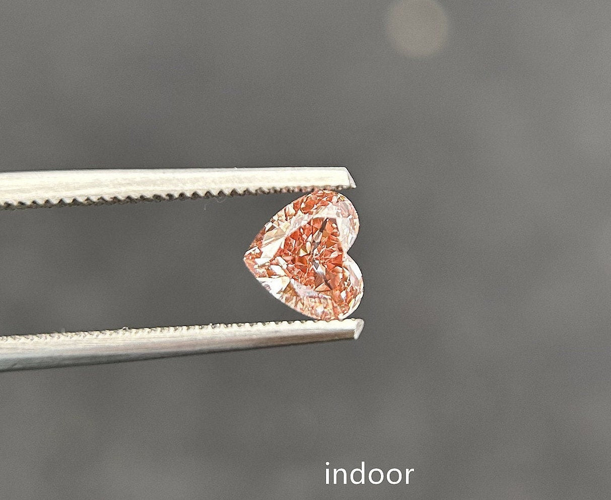 IGI certified 0.99ct Heart Cut Fancy Intense Brownish Pink Lab Diamond/Pink Diamond for Engagement Ring/Affordable Diamond/ April birthstone