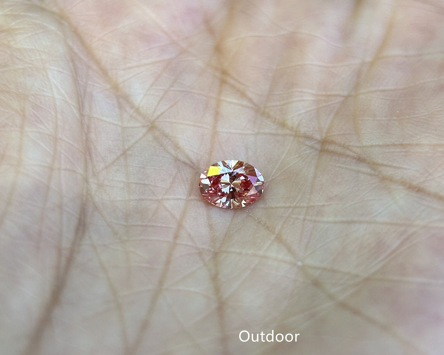IGI certified 0.56ct Oval Cut Fancy Deep Orangy Pink Lab Diamond/ Pink Diamond for Engagement Ring/Affordable Diamond/ April birthstone