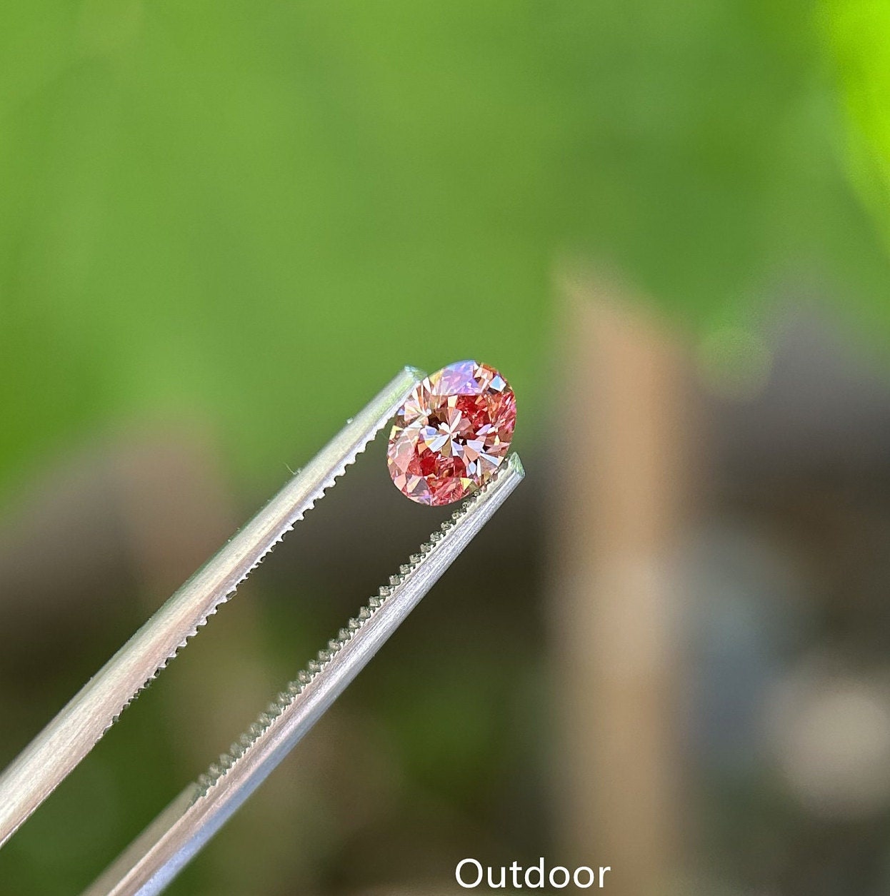 IGI certified 0.56ct Oval Cut Fancy Deep Orangy Pink Lab Diamond/ Pink Diamond for Engagement Ring/Affordable Diamond/ April birthstone