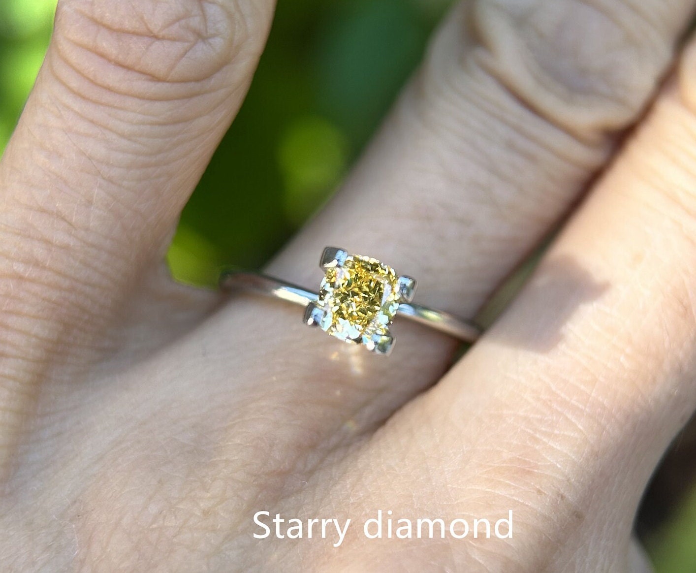 IGI certified 0.76ct Fancy Intense Yellow Loose Diamond/Lab Diamond Ring/Affordable Diamond/ April birthstone