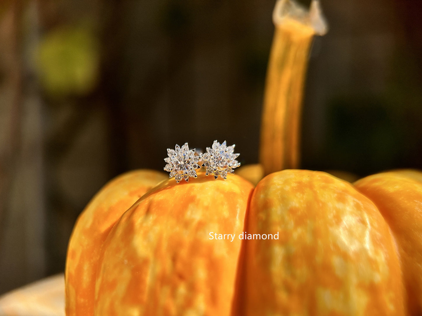 One pair 0.6ct (total) White Lab Diamond Stud Earrings /18K solid gold Colorless Diamond Earrings /Star Halo diamond earrings