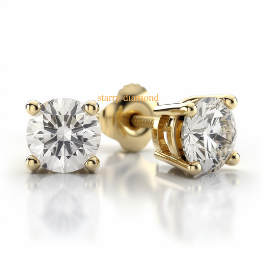 2ct Diamond Earrings, 18K Solid Gold Lab diamond stud earrings, lab white diamond earrings