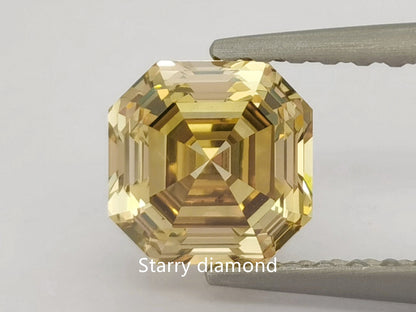 IGI certified 2.02CT Asscher Cut Fancy Deep Yellow Loose Diamond/ Lab Grown Diamond Ring/Affordable Color Diamonds/ April Birthstone