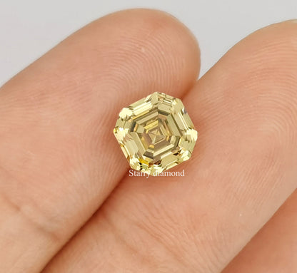 IGI certified 2.02CT Asscher Cut Fancy Deep Yellow Loose Diamond/ Lab Grown Diamond Ring/Affordable Color Diamonds/ April Birthstone