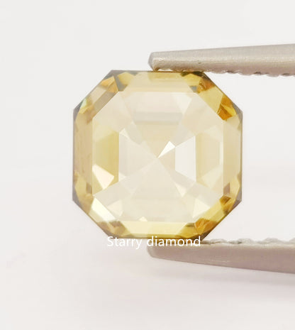 IGI certified 2.02CT Asscher Cut Fancy Deep Yellow Loose Diamond/ Lab Grown Diamond Ring/Affordable Color Diamonds/ April Birthstone