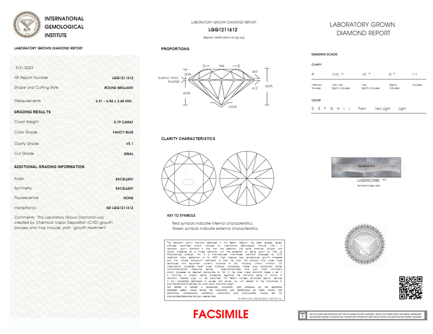 IGI certified 0.79ct Round Fancy Blue Loose Diamond/ Lab Grown Diamond for Wedding Jewelry/Affordable Color Diamond/ April birthstone