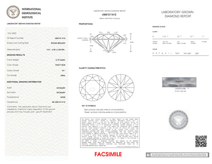 IGI certified 0.79ct Round Fancy Blue Loose Diamond/ Lab Grown Diamond for Wedding Jewelry/Affordable Color Diamond/ April birthstone