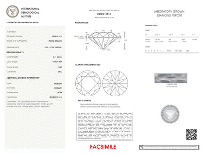 IGI certified 0.71ct Fancy Blue Loose Diamond/ Lab Grown Diamond for Ring/Affordable diamond/ April birthstone