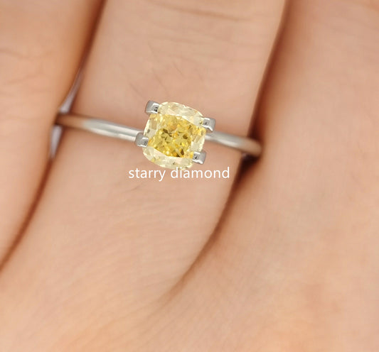 IGI certified 0.76ct Fancy Intense Yellow Loose Diamond/Lab Diamond Ring/Affordable Diamond/ April birthstone