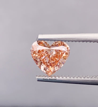 1.045ct Heart Cut Fancy Intense Pinkish Orange Loose Diamond/ Lab Diamond Ring/ Affordable Orange Diamond/April birthstone