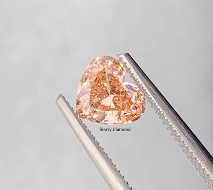 1.045ct Heart Cut Fancy Intense Pinkish Orange Loose Diamond/ Lab Diamond Ring/ Affordable Orange Diamond/April birthstone