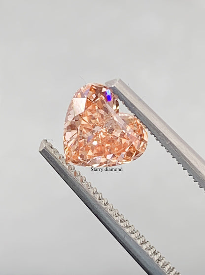 1.045ct Heart Cut Fancy Intense Pinkish Orange Loose Diamond/ Lab Diamond Ring/ Affordable Orange Diamond/April birthstone