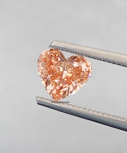 1.045ct Heart Cut Fancy Intense Pinkish Orange Loose Diamond/ Lab Diamond Ring/ Affordable Orange Diamond/April birthstone