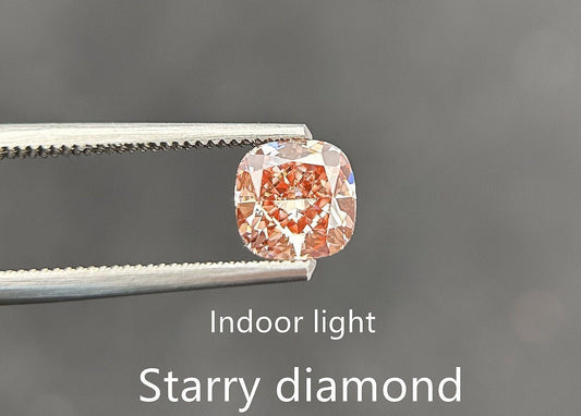 IGI certified 1.45ct Cushion Cut Fancy Intense Orangy Pink Lab Diamond/ Lab Pink Diamond for Engagement Ring/Affordable Diamond