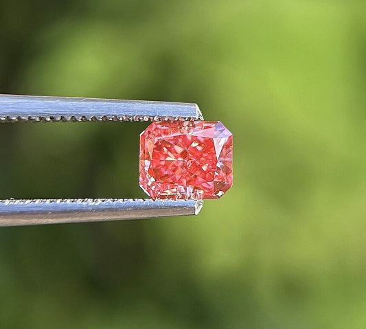 IGI certified 0.90ct Radiant Cut Fancy Deep Pink Lab Diamond/Pink Diamond for Engagement Ring/Affordable Diamond/ April birthstone