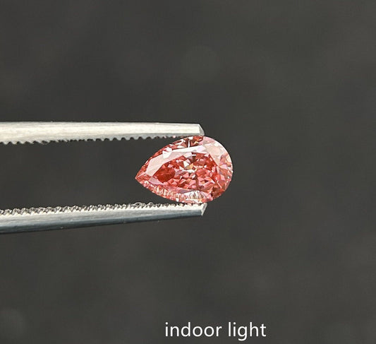 IGI certified 0.83ct Pear Shape Fancy Deep Brownish Pink Lab Grown Diamond/ Pink Diamond for Ring/ Affordable Pink Diamond/April birthstone