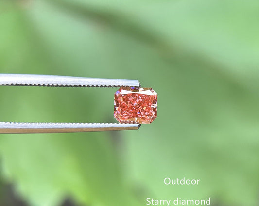 IGI certified 1.38ct Radiant Cut Fancy Vivid Brownish Pink Lab Diamond/Pink Diamond for Engagement Ring/Affordable Diamond/ April birthstone