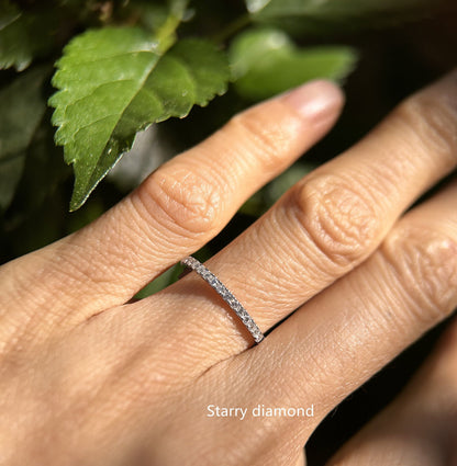 Half Eternity Ring with lab diamond| Stackable Wedding Band| 14K Solid Gold Half eternity diamond Ring| 18K diamond wedding ring