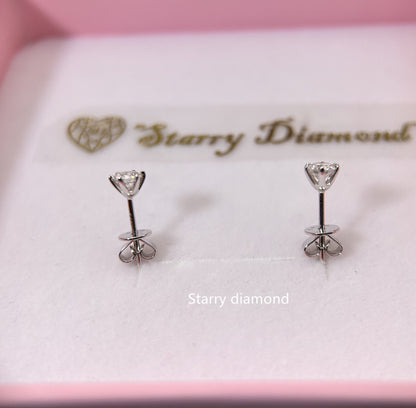 18K solid gold paired Lab Diamond Stud Earrings /One pair Colorless Diamond Earrings /Affordable Diamond Jewelry