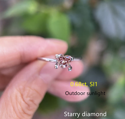 0.68ct Heart Shape Lab Brown Diamond/ Brown Diamond for Engagement Ring/Affordable Diamond/ April birthstone