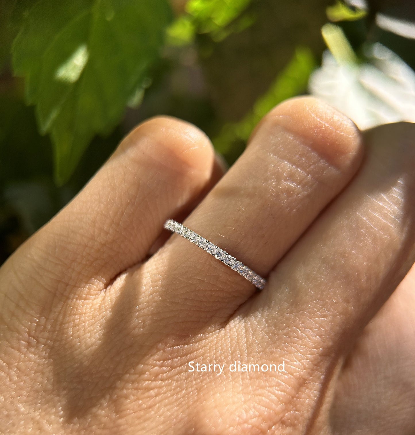 Half Eternity Ring with lab diamond| Stackable Wedding Band| 14K Solid Gold Half eternity diamond Ring| US size 6 eternity band