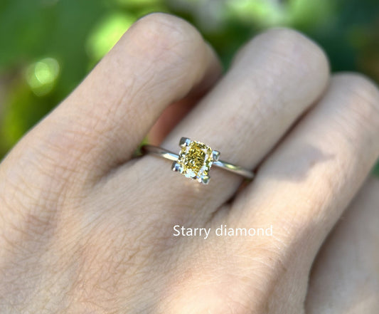 IGI certified 0.76ct Fancy Intense Yellow Loose Diamond/Lab Diamond Ring/Affordable Diamond/ April birthstone