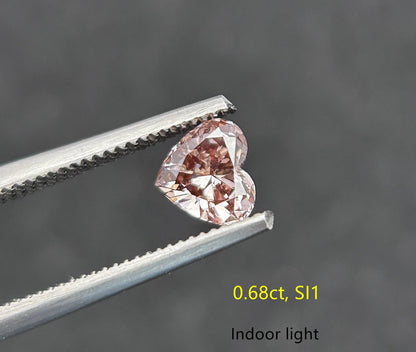 0.68ct Heart Shape Lab Brown Diamond/ Brown Diamond for Engagement Ring/Affordable Diamond/ April birthstone