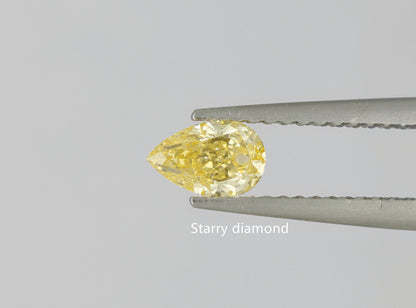 1.0ct Pear Shape Cut Fancy Yellow Lab Grown Diamond/ Lab Yellow Diamond Ring/Affordable Colored Diamonds/ April Birthstone