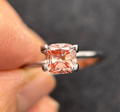 1.15ct Cushion Cut Fancy Orangy Pink Loose Diamond/ Lab Diamond for Engagement Ring/ Affordable Diamond /April birthstone