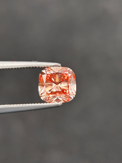 1.15ct Cushion Cut Fancy Orangy Pink Loose Diamond/ Lab Diamond for Engagement Ring/ Affordable Diamond /April birthstone