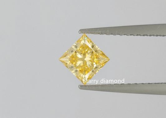 Princess Cut 1.59ct Fancy Intense Yellow Loose Diamond/Lab Diamond Ring/Affordable Diamond/ April birthstone