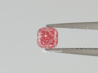 0.95 Cushion Cut Fancy Intense Orange Pink Lab Diamond /Pink Diamond for Engagement Ring /Affordable Diamond /April birthstone