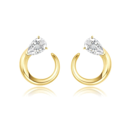 18K solid yellow gold pear Cut Lab Diamond Earrings/diamond Stud earrings/ Lab Grown Diamond Pendant /Affordable Diamond/ April birthstone