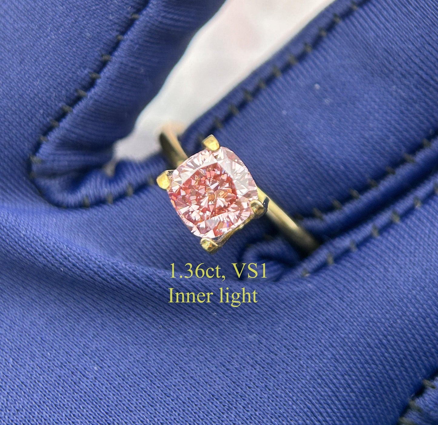 IGI certified 1.36ct Cushion Fancy Intense Pink Lab Diamond/ Lab Pink Diamond for Engagement Ring/Affordable Diamond/ April birthstone