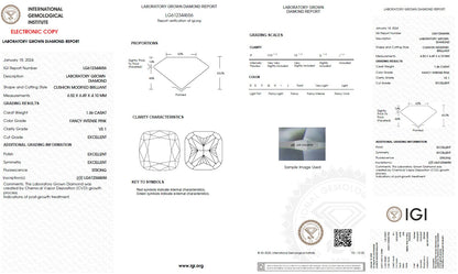 IGI certified 1.36ct Cushion Fancy Intense Pink Lab Diamond/ Lab Pink Diamond for Engagement Ring/Affordable Diamond/ April birthstone