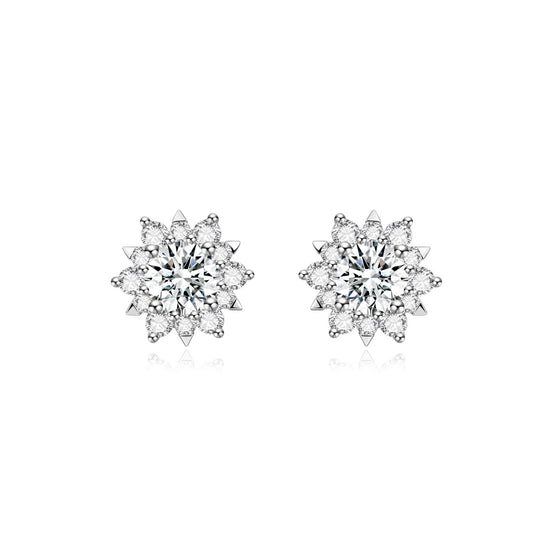 18K solid gold Lab Diamond Stud Earrings /One pair Colorless Diamond Earrings /Star Halo diamond earrings