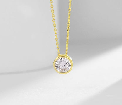 14K solid yellow gold pear Cut Lab Diamond Pendant Necklace/ Lab Grown Diamond Pendant /Affordable Diamond/ April birthstone