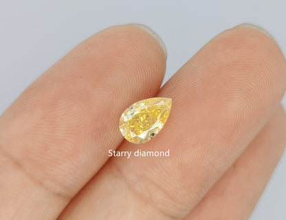 1.0ct Pear Shape Cut Fancy Yellow Lab Grown Diamond/ Lab Yellow Diamond Ring/Affordable Colored Diamonds/ April Birthstone